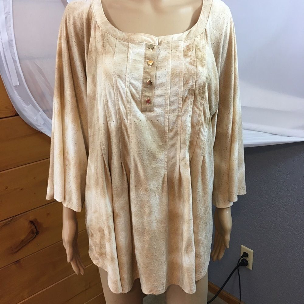 New Directions 2X Two Toned Browns Hi Low Tunic EUC